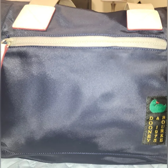 Dooney & Bourke Dark Blue Tote with Beige Leather Trim " Like New " Stuffed - Picture 4 of 7